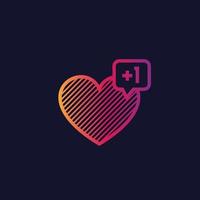 heart like with notification, vector