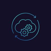 Cloud service settings, configuration line icon vector