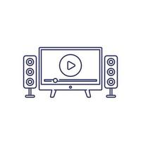 home theater line icon on white vector