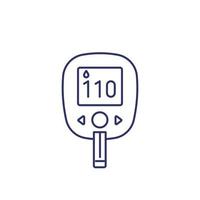 Glucose test, glucometer line icon on white vector