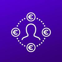 Employee costs or salary icon with euro vector