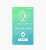 Audio recording app mobile ui design vector