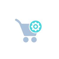order processing, shopping cart with cogwheel icon vector