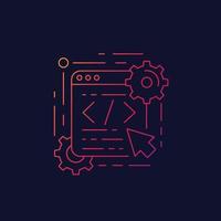 coding, web design and app development, linear icon vector