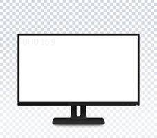 computer monitor vector mockup, realistic display with blank screen