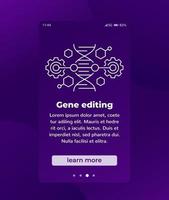 Gene editing mobile app screen design vector