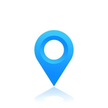 map pointer, location icon, blue pin on white vector