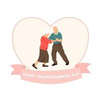 Happy Grandparents Day. Happily retired couple dancing vector