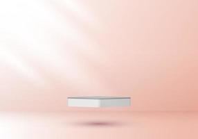 3D white gray pedestal up in the air on pink background and lighting vector