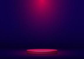 3d pink round shape pedestal with spotlight background vector