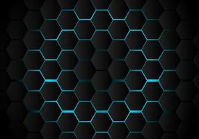 Abstract black hexagon pattern on light blue background technology vector