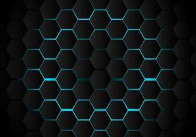 Patrón hexagonal negro abstracto en tecnología de fondo azul claro vector