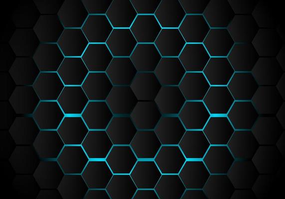 Abstract black hexagon pattern on light blue background technology