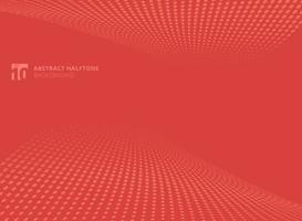 Abstract pattern dots red color halftone perspective background vector