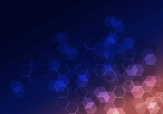 Abstract digital technology geometric hexagon pattern blue background