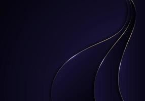 Abstract gold wave line on black background luxury style. vector