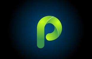 Logotipo degradado verde p icono de diseño de letra del alfabeto para empresa vector