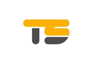 yellow grey combination logo letter TS T S alphabet design icon vector
