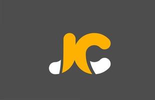 yellow white grey combination logo letter JC J C alphabet design icon vector