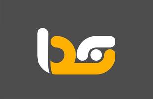 yellow white grey combination logo letter BS B S alphabet design icon vector