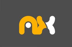 yellow white grey combination logo letter AX A X alphabet design icon vector
