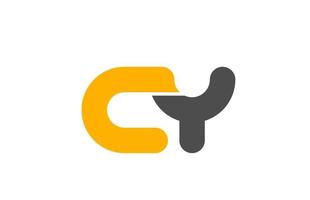 Letra de logotipo de combinación gris amarillo cy cy icono de diseño de alfabeto vector