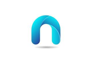 blue gradient logo n alphabet letter design icon for company vector