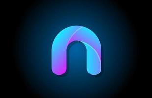 blue gradient logo n alphabet letter design icon for company vector