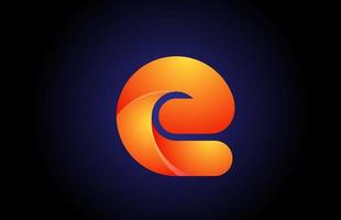 orange blue gradient logo e alphabet letter design icon for company vector