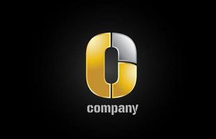 gold silver metal logo o alphabet letter design icon for company vector