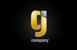 Logotipo de metal plateado dorado g icono de diseño de letra del alfabeto para empresa vector