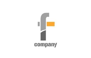 Icono de diseño de logotipo de alfabeto f amarillo y gris para empresas vector