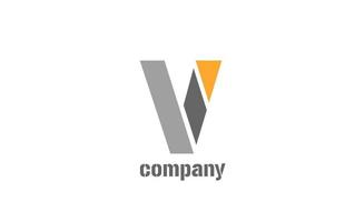 yellow and grey v alphabet logo design icon for business vector