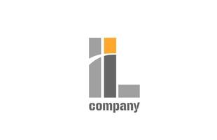 yellow and grey l alphabet logo design icon for business vector