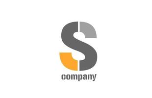 Icono de diseño de logotipo de alfabeto s amarillo y gris para empresas vector