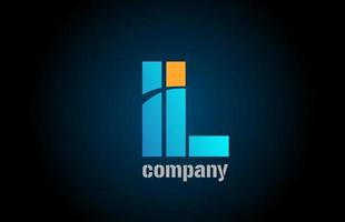 blue and orange logo l alphabet letter design icon for company vector