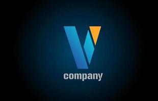 blue and orange logo v alphabet letter design icon for company vector