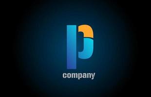 blue and orange logo p alphabet letter design icon for company vector