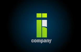 blue green white logo i alphabet letter design icon for company vector
