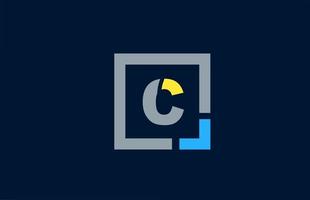 blue yellow letter C alphabet logo design icon for business vector