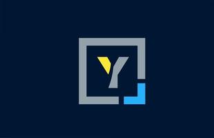 blue yellow letter Y alphabet logo design icon for business vector