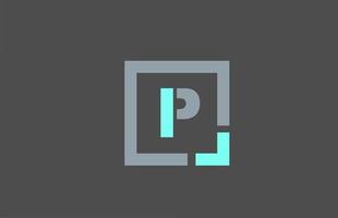 grey letter P alphabet logo design icon for business vector