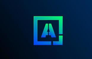 blue green letter A alphabet logo design icon for business vector