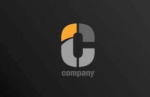 Icono de diseño de logotipo de alfabeto amarillo gris letra c para empresas vector