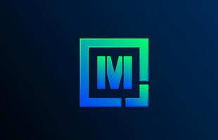 blue green letter M alphabet logo design icon for business vector