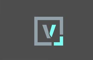 grey letter V alphabet logo design icon for business vector