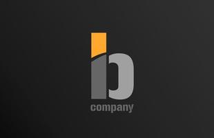 yellow grey letter b alphabet logo design icon for business vector