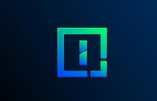 blue green letter I alphabet logo design icon for business vector