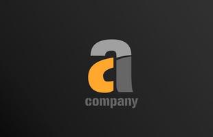 yellow grey letter a alphabet logo design icon for business vector