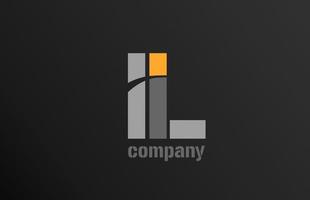 yellow grey letter l alphabet logo design icon for business vector
